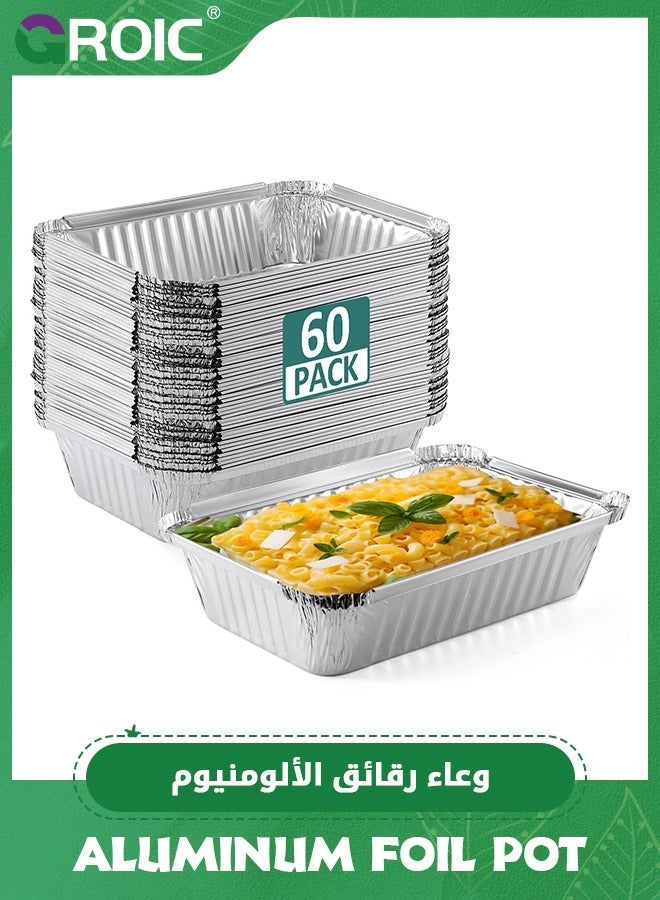 GROIC 60 Pack 17.5*11*4cm Disposable Aluminum Loaf Pans,Disposable Foil Baking Pans,Aluminum Pans for Individual Bread, Cake, Meatloaf  - Image 1