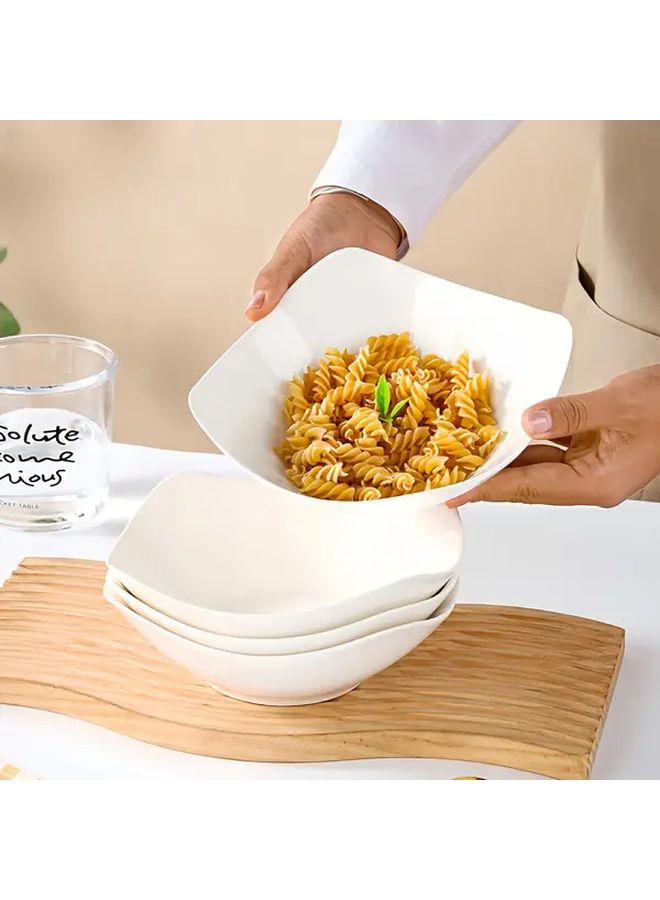 1pc White Salad Bowl Reusable PP Plastic Microwave Dishwasher Safe Stackable Soup Dinner Dessert Party Food Storage Lightweight Portable for Family Gatherings Hotels Outdoor Camping Picnic Wedding - Image 1