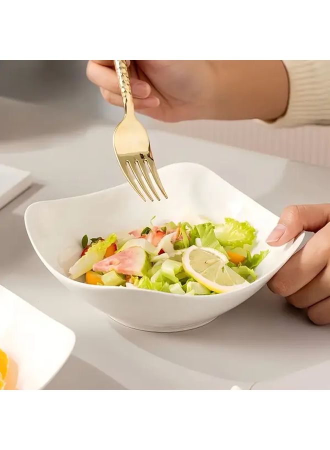1pc White Salad Bowl Reusable PP Plastic Microwave Dishwasher Safe Stackable Soup Dinner Dessert Party Food Storage Lightweight Portable for Family Gatherings Hotels Outdoor Camping Picnic Wedding - Image 2