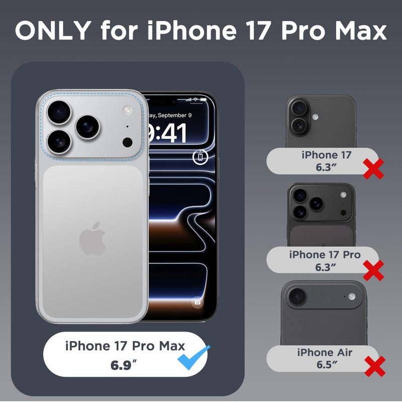 CACOE Magnetic Case for iPhone 17 Pro Max 6.9 inch-Compatible with MagSafe & Magnetic Car Phone Mount,Not Yellowing Anti-Scratch (Clear) - Image 2