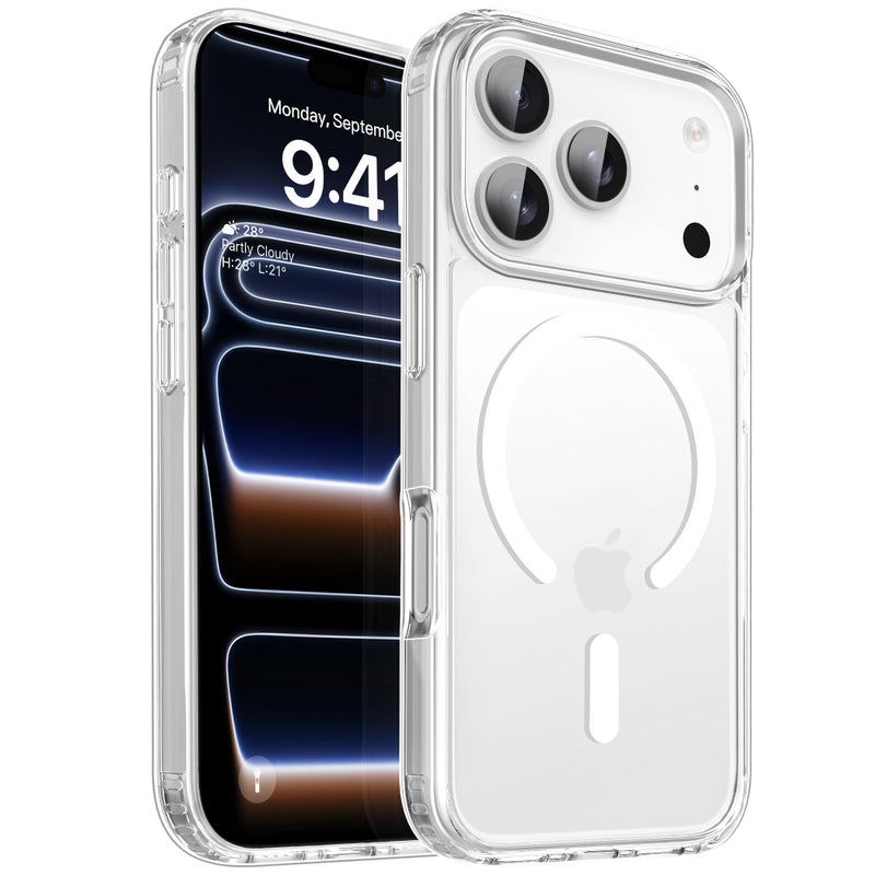 CACOE Magnetic Case for iPhone 17 Pro Max 6.9 inch-Compatible with MagSafe & Magnetic Car Phone Mount,Not Yellowing Anti-Scratch (Clear) - Image 1