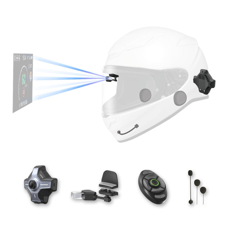 MOTOEYE E6 Motorcycle Helmet HUD Head Up Display BluetoothGPS CarPlay Android Auto Mesh Intercom Rearview Camera Remote Control Noise Reduction RGB Lights IP66 for All Helmets E6 - Image 2