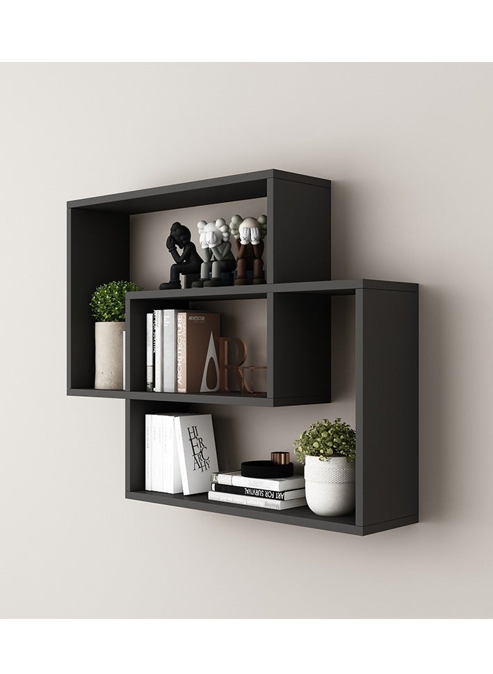 XiuWoo Extra Large Unique Wood Wall Mounted Floating Shelves, 2 Square Interlocking Decorative Wall Shelf Geometric Box Shelves, Hanging Shelf Storage Rack, Home Display Rack for Home, Office, Bathroom  - Image 1
