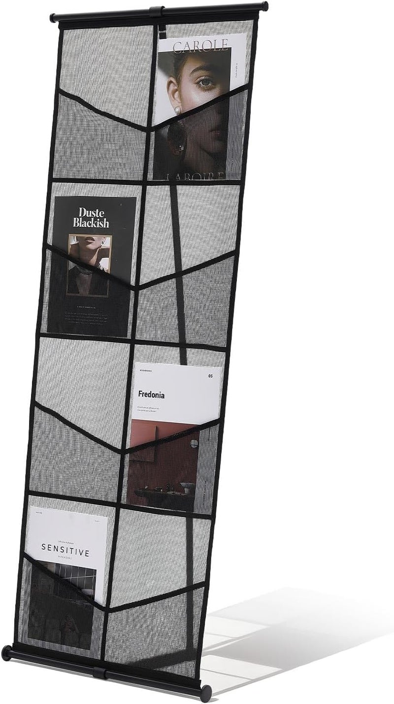 VEVOR Brochure Display Stand, 4-Tier 8 Pockets Mesh Literature Display Holder, Floor Standing Magazine Newspaper Catalog Rack, Lightweight and Portable with Carrying Bag for Shop Exhibitions Office - Image 1