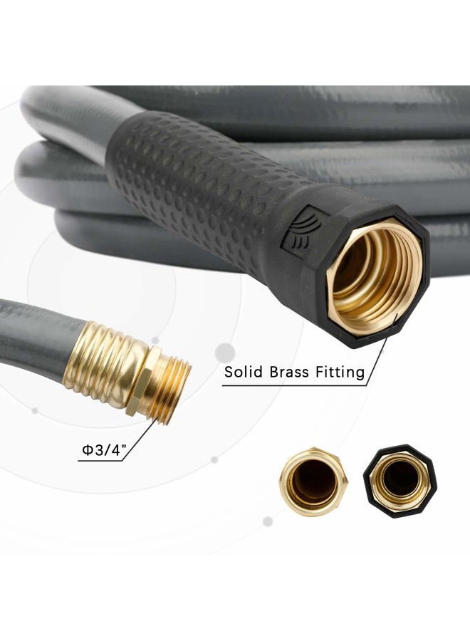 WORTH Garden 3/4in. x 5ft Short Hose - 3/4" x5' Replacement Leader Hose for Hose Reel - Grey Durable PVC Non Kinking Heavy Duty Water Hose with Brass Hose Fittings - 12-Year Warranty - Image 3