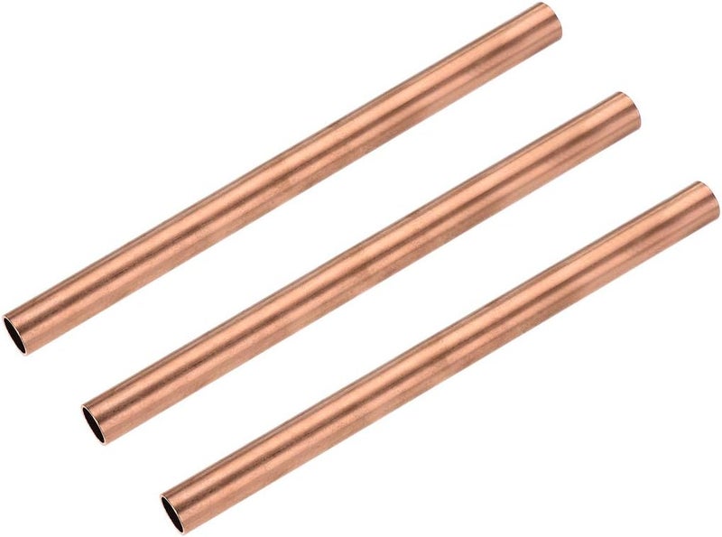 uxcell Copper Round Tube, 14mm OD 1mm Wall Thickness 200mm Length Straight Pipe Tubing 3 Pcs - Image 1