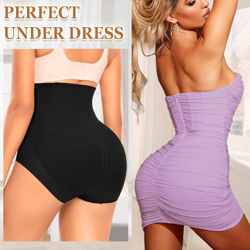 Werena Tummy Control Shapewear Panties For Women Seamless High Waist Shaping Body Shaper Girdle Underwear (#1 Black,Large) - Image 5