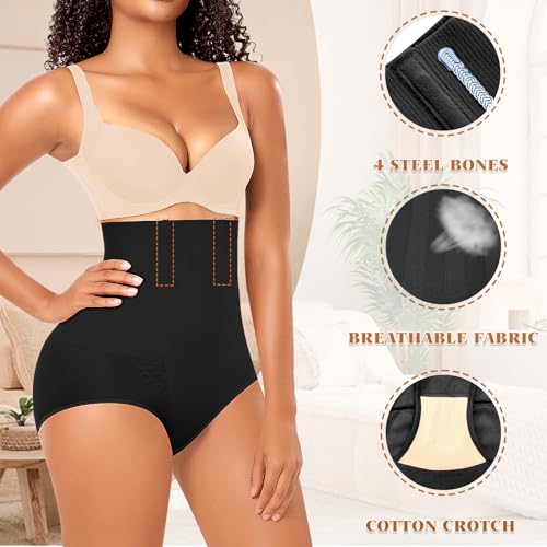 Werena Tummy Control Shapewear Panties For Women Seamless High Waist Shaping Body Shaper Girdle Underwear (#1 Black,Large) - Image 3