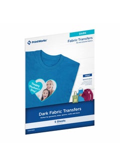PrintWorks Dark T Shirt Transfers Perfect For Diy Christmas Presents And Crafts For Use On Dark And White/Light Fabrics Photo Quality For Inkjet Printers 5 Sheets 8 ½” X 11” (00529)  - Image 1