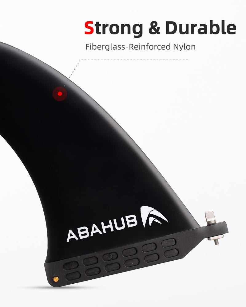 Abahub أباهوب زعنفة مركزية فردية 9 بوصة، بدون برغي أداة، زعانف بديلة مقواة بالألياف الزجاجية 9 بوصة للوحة التزلج، لوحة التجديف الوقوف، لوح طويل، أسود - Image 3