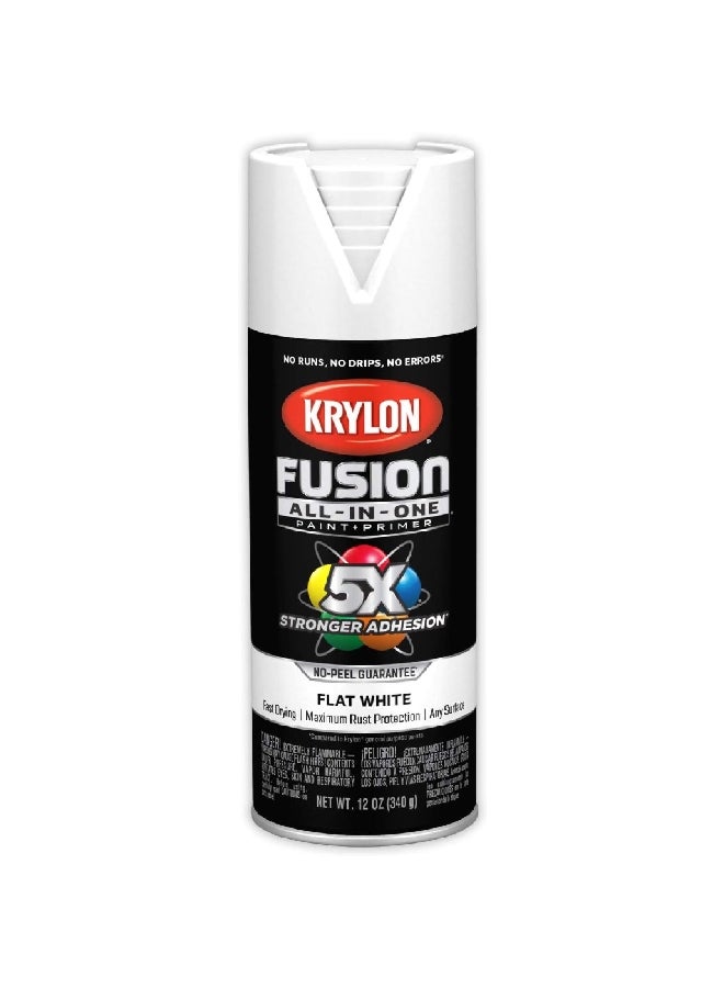 KRYLON Fusion All-In-One Rust Resistant Spray Paint Flat White 12 oz K02730007 - Image 1