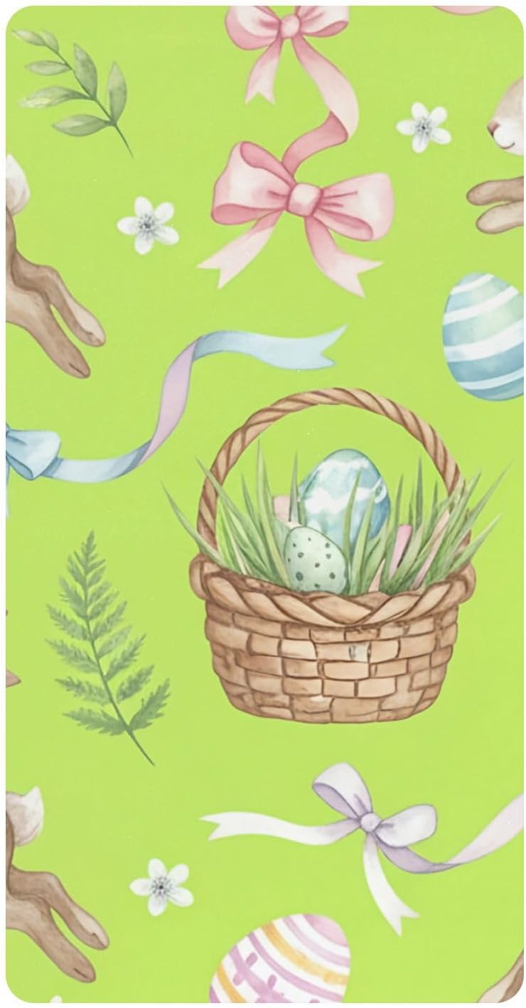 xigua Easter Bunny Baby Crib Sheets, Super Soft Combed Cotton Fitted Sheets, Breathable Skin-Friendly Baby Sheets for Standard Crib and Toddler Mattress & Playard, 39x27x5 Inch - Image 1