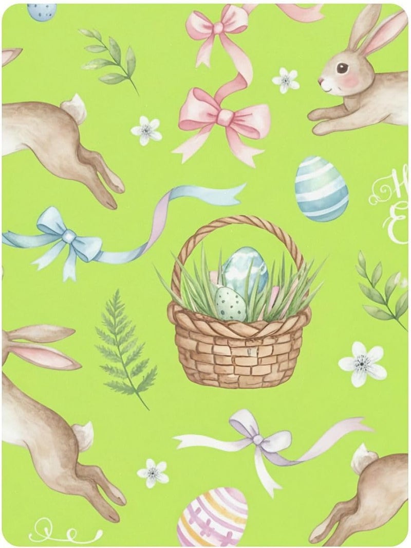 xigua Easter Bunny Baby Crib Sheets, Super Soft Combed Cotton Fitted Sheets, Breathable Skin-Friendly Baby Sheets for Standard Crib and Toddler Mattress & Playard, 39x27x5 Inch - Image 2
