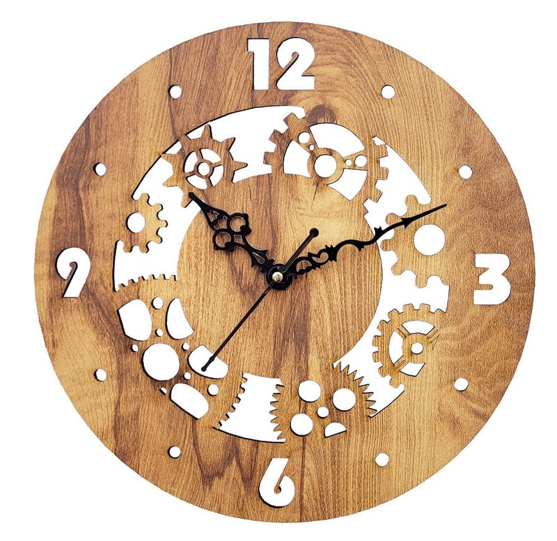 ADK Printed Designer Latest Wooden Digital Wall Clock Without Glass for HomeLiving RoomBedroomKitchen and Office Multicolor2 153 - Image 1