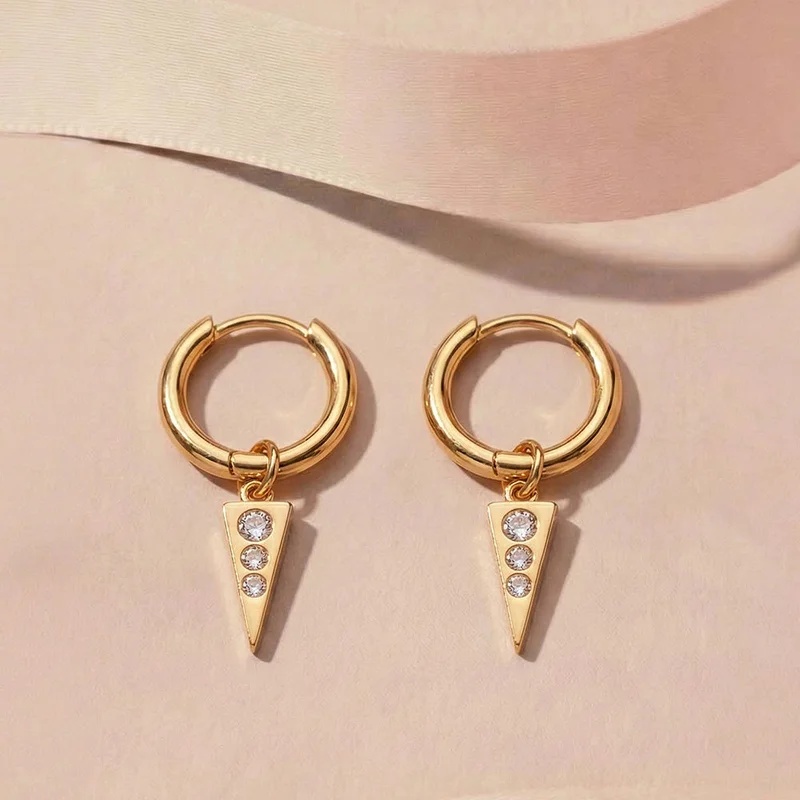 Palmonas 18K Gold Tone Plated Spark Bar Drop Earrings For Women - Waterproof & Anti-Tarnish