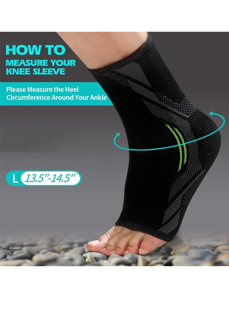 كيلا دعامة الكاحل الضاغطة، زوج واحد من أكمام الكاحل للكاحل الملتوي، والتعافي من الإصابة، وآلام المفاصل، ودعم التهاب وتر العرقوب، وجورب التهاب اللفافة الأخمصية لتقليل التورم، وألم نتوء الكعب (L) - Image 3