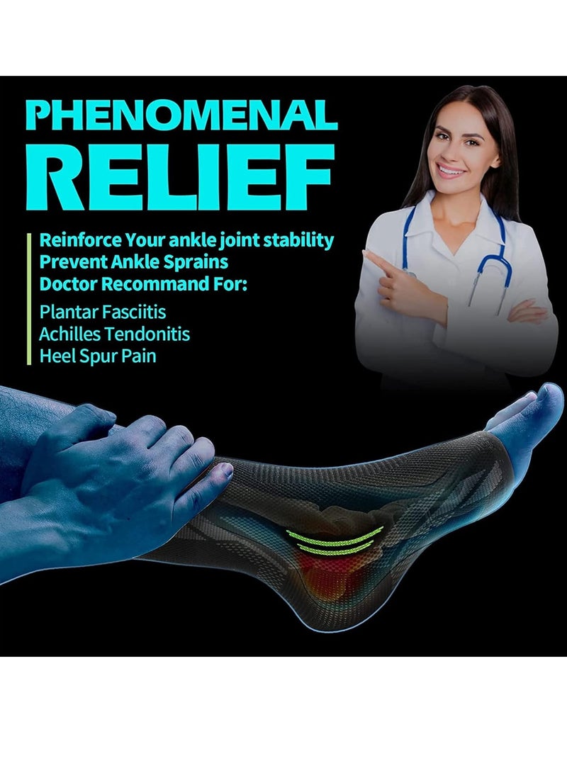 كيلا دعامة الكاحل الضاغطة، زوج واحد من أكمام الكاحل للكاحل الملتوي، والتعافي من الإصابة، وآلام المفاصل، ودعم التهاب وتر العرقوب، وجورب التهاب اللفافة الأخمصية لتقليل التورم، وألم نتوء الكعب (L) - Image 5