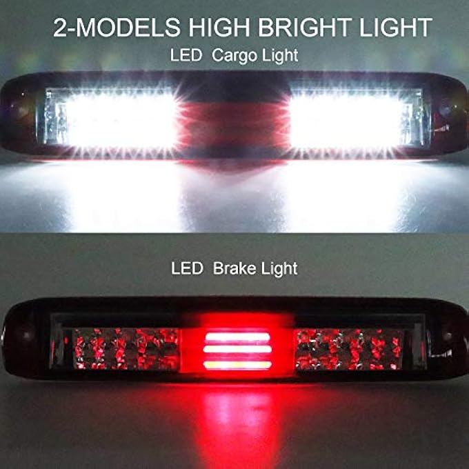 Tresound For 9907 Chevrolet Chevy Silverado Gmc Sierra 1500 2500 3500 Hd Classic Led Third 3Rd Brake Light Rear Cargo Lamp High Mount Stop Light Chrome Housing Red - Image 2