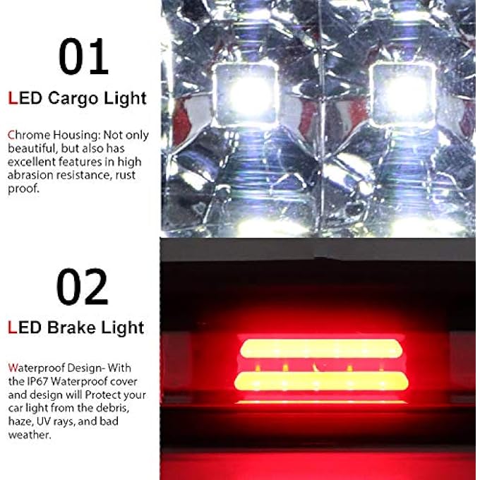 Tresound For 9907 Chevrolet Chevy Silverado Gmc Sierra 1500 2500 3500 Hd Classic Led Third 3Rd Brake Light Rear Cargo Lamp High Mount Stop Light Chrome Housing Red - Image 5