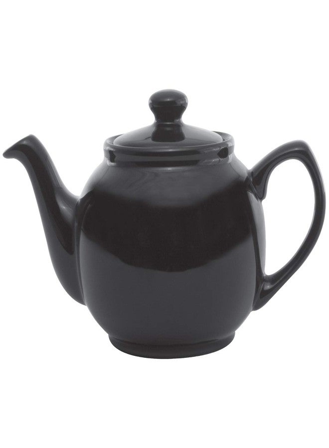 Service Ideas TPCE16BL Ceramic Teapot with Removable Infuser, 16 oz, English Design, Black - Image 1