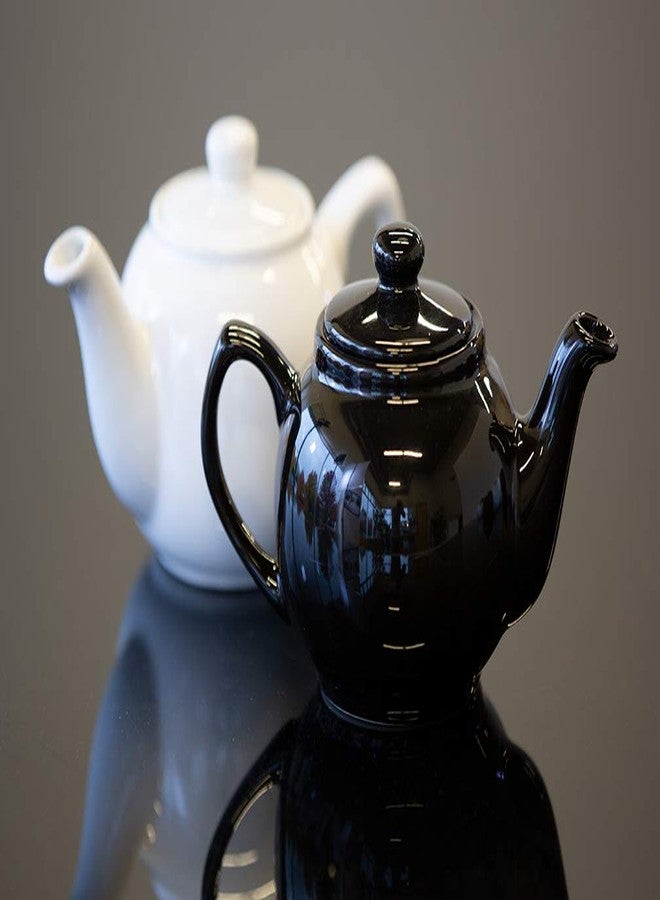 Service Ideas TPCE16BL Ceramic Teapot with Removable Infuser, 16 oz, English Design, Black - Image 2