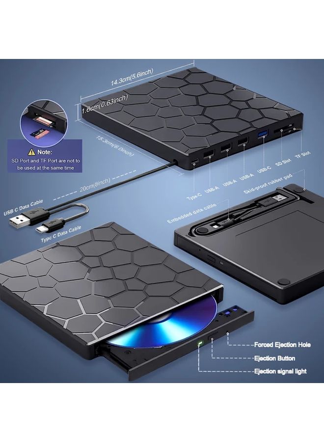 محرك أقراص CD DVD المحمول الخارجي USB 3.0 الرقيق للكمبيوتر المحمول وسطح المكتب وMac - Image 4