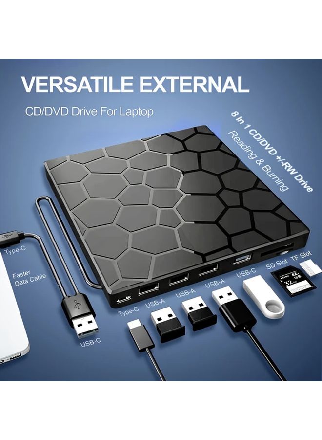 محرك أقراص CD DVD المحمول الخارجي USB 3.0 الرقيق للكمبيوتر المحمول وسطح المكتب وMac - Image 2
