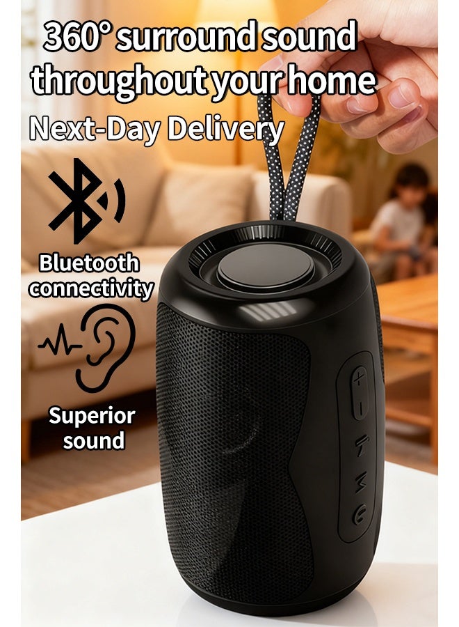 Portable Bluetooth Speaker, Wireless Waterproof Stereo with FM Radio/USB Charging/RGB Flash, Bass Boost, HD Sound for Outdoor, Travel, and Home Use Blue - Image 1