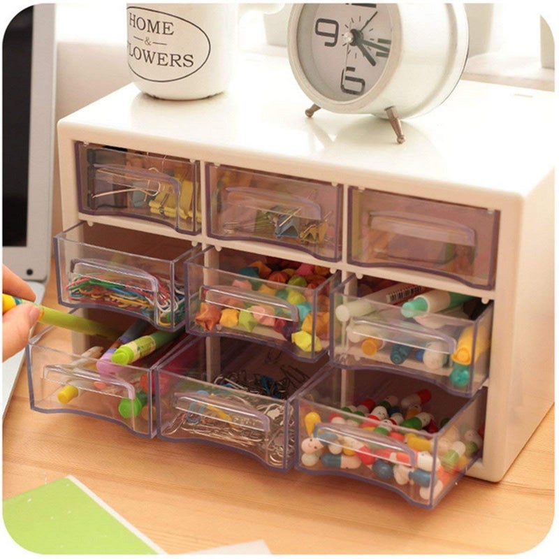 Cheet enterprise Mini 9 Drawer Box Small Desktop Drawer Cabinet for Office Craft Supplies 9 Drawer Storage Organizer Makeup WHITE - Image 5