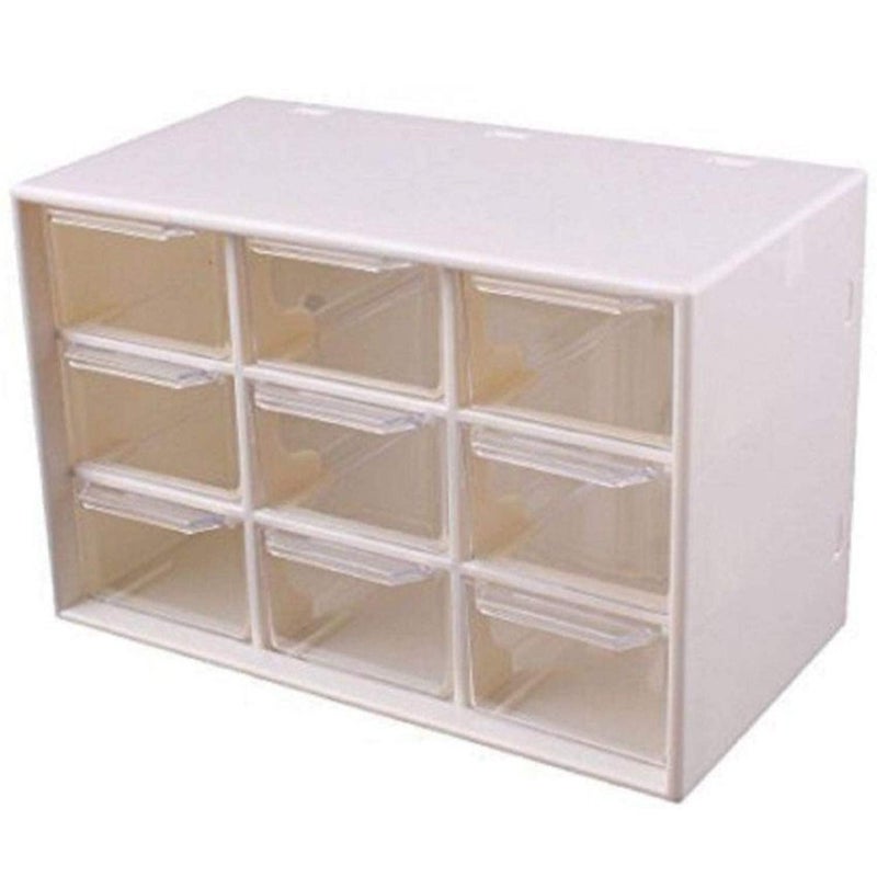 Cheet enterprise Mini 9 Drawer Box Small Desktop Drawer Cabinet for Office Craft Supplies 9 Drawer Storage Organizer Makeup WHITE - Image 3