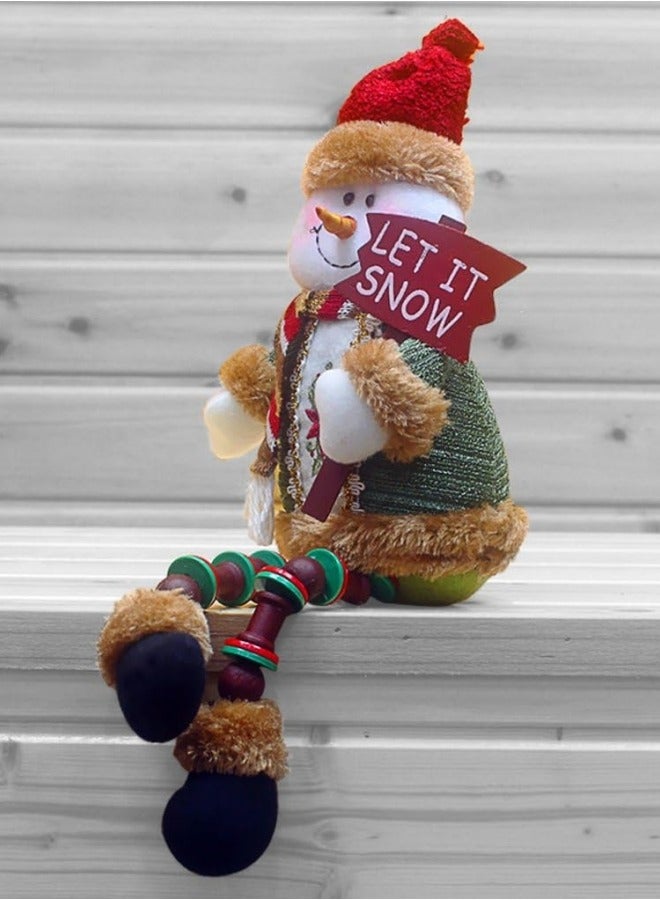 CCOVERY Cute Christmas Ornaments Sitting Doll Figurine Santa Claus Snowman Elk Decoration 12.6x5 inch - Image 2