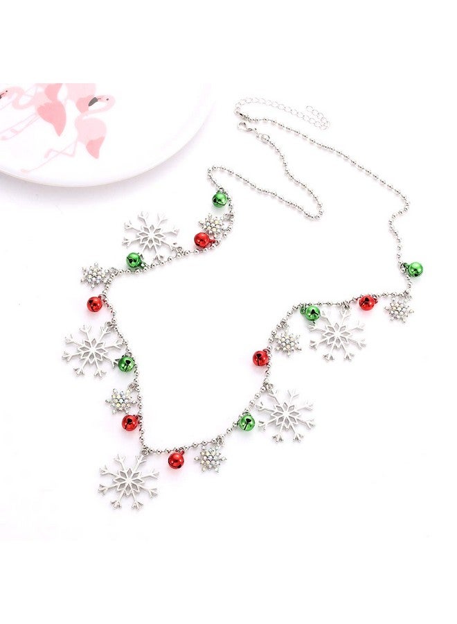 فالين قلادات ندفة الثلج لعيد الميلاد للنساء قلادة ندفة الثلج الفضية الطويلة لعطلة الشتاء هدايا احتفالية (ندفة الثلج) - Image 3
