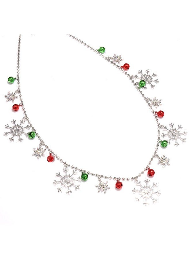 فالين قلادات ندفة الثلج لعيد الميلاد للنساء قلادة ندفة الثلج الفضية الطويلة لعطلة الشتاء هدايا احتفالية (ندفة الثلج) - Image 5