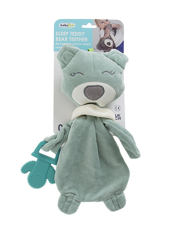 BabyJem - Teddy Bear Teether Sleeping Buddy  for Babies & Toddlers - Calming Plush Toy - Develop Hand-Eye Coordination & Fine Motor Skills - Image 1