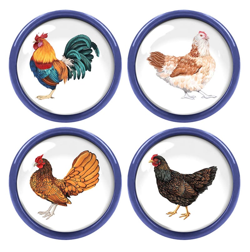 WIRESTER Set of 4 Ceramic Cork Decorative Wine Bottle Stoppers For Bar Holiday Party Wedding  Chickens