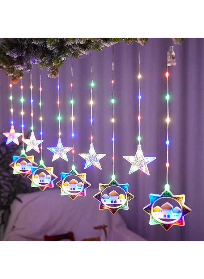 10FT Star Moon String Lights,95 LED Curtain Lights