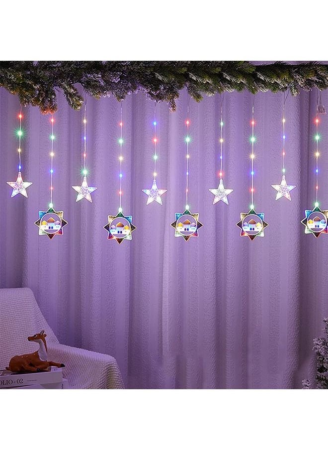 10FT Star Moon String Lights,95 LED Curtain Lights
