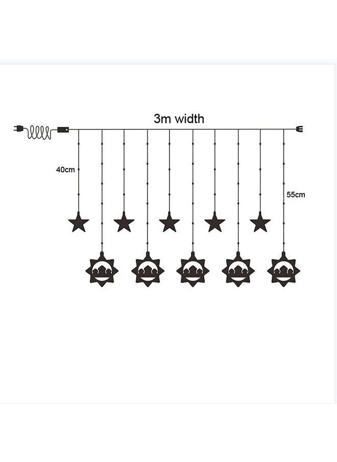 10FT Star Moon String Lights,95 LED Curtain Lights