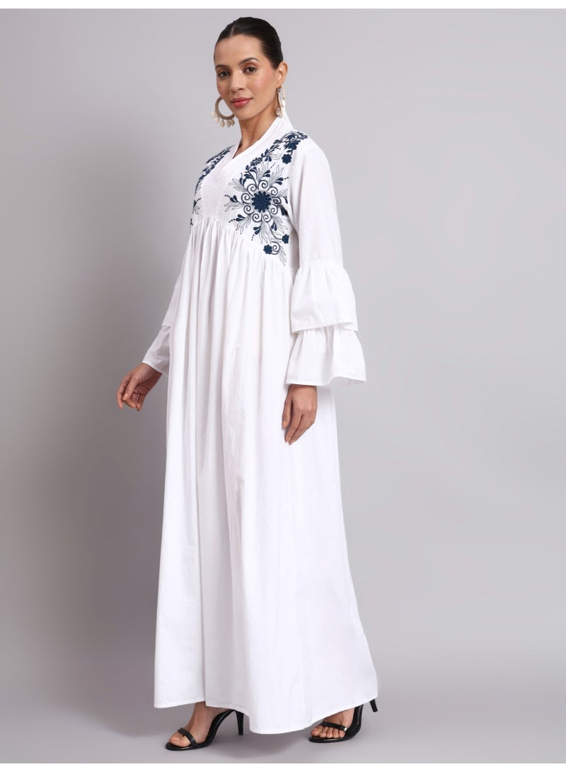 الايا جلابية نسائية قطنية مطرزة بأكمام جرس - AL3697B - Image 3