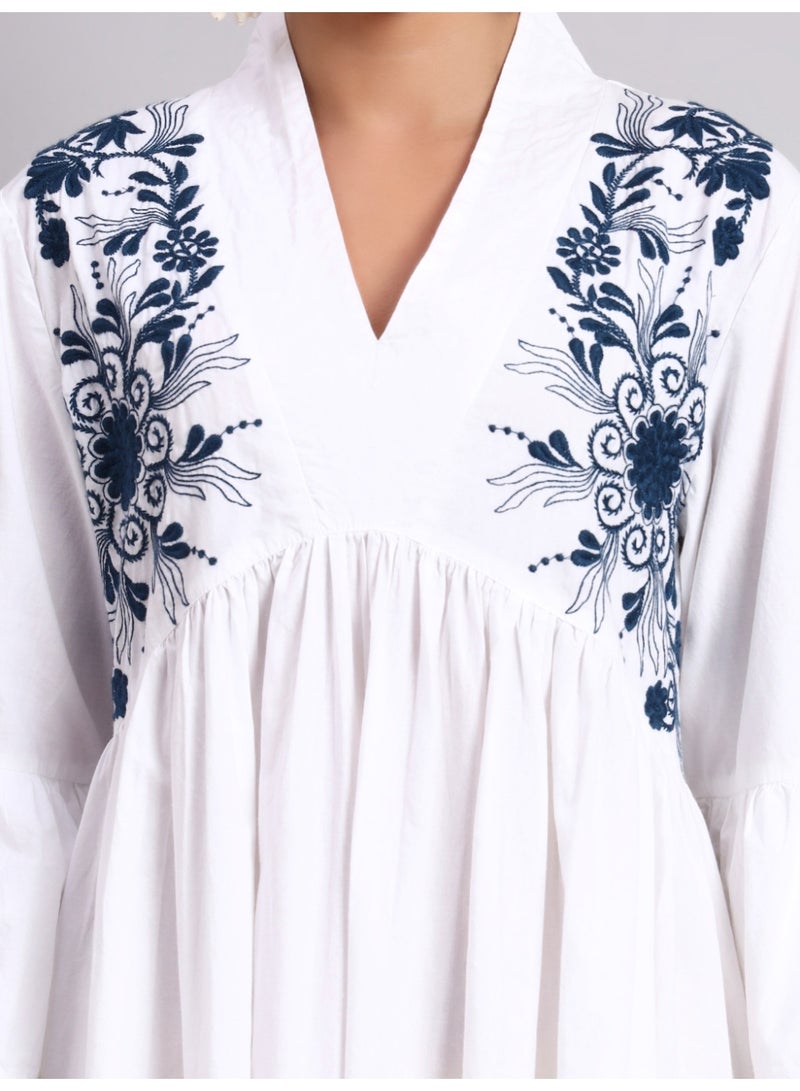 الايا جلابية نسائية قطنية مطرزة بأكمام جرس - AL3697B - Image 5