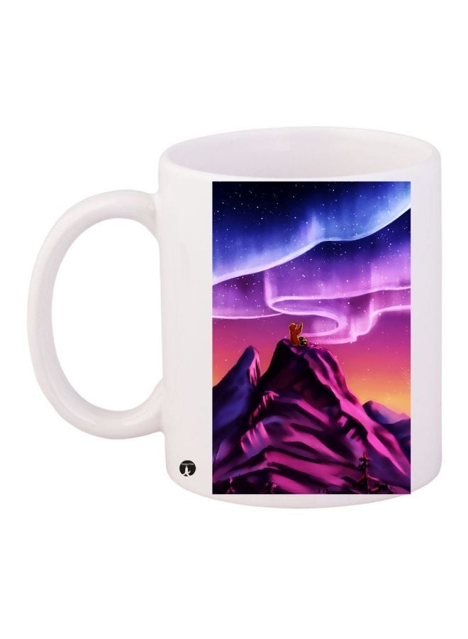 Mountain Printed Coffee Mug White/Purple/Blue 11ounce