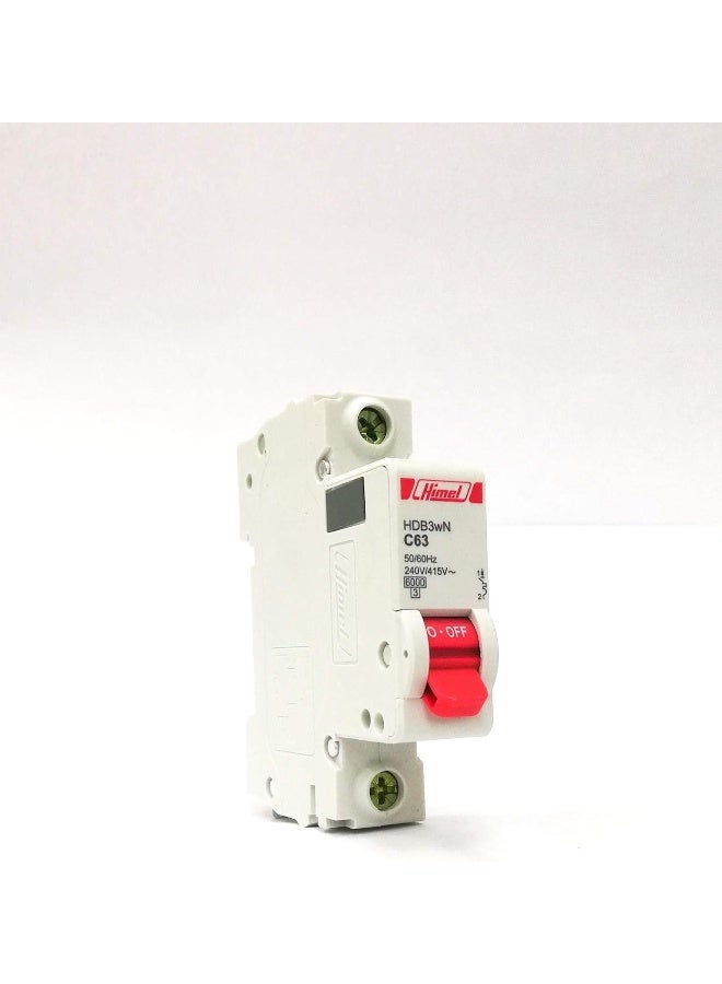 Himel Miniature Circuit Breaker - MCB 63A 1Pole 6kA - HDM3WN1C63 Himel - Image 2