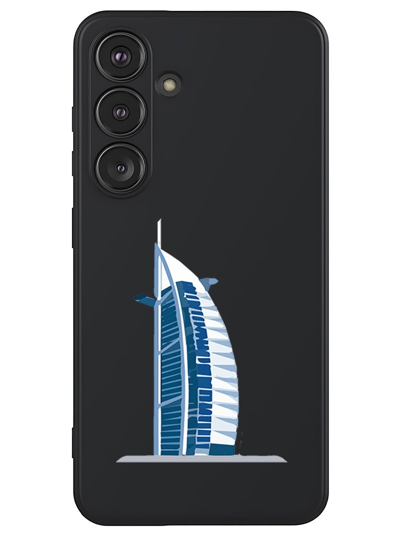 Theodor Protective Slim Fit Case Liquid Silicone Cover with Full Body Protection Anti-Scratch Shockproof Case For Samsung Galaxy S25 (Black) - Burj Al arab  - Image 1