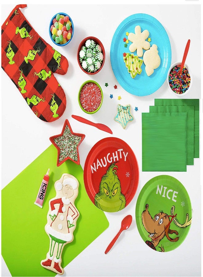 The Grinch Grinch Christmas Naughty & Nice Party Supply Set - Disposable Paper Desert Plates - Serves 16 - Image 4