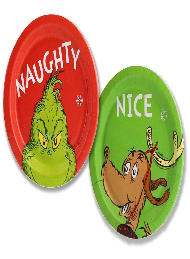 The Grinch Grinch Christmas Naughty & Nice Party Supply Set - Disposable Paper Desert Plates - Serves 16 - Image 1