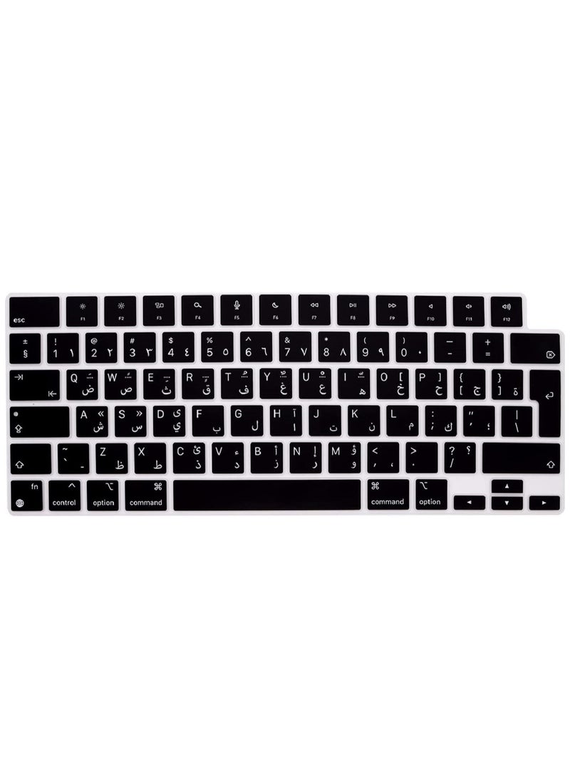 أمم نسخة الاتحاد الأوروبي/المملكة المتحدة غطاء لوحة مفاتيح سيليكون عربي/إنجليزي متوافق مع ماك بوك نيو اير 13.6" و 15.3" ام 4/ام 3/ام 2 الموديل:-ايه 3113/ايه 2681/ايه 2941/ايه 3114 الإصدار 2024/2023/2022" و ماك بوك برو 14.2" و 16.2" ام 4/ام 3/ام 2/ام 1 الموديل:- ايه 3112/ايه 3185/ايه 3401/إيه 2992/إيه 2918/إيه 2779/إيه 2442/ إيه 3403/إيه 3186/إيه 2991/إيه 2780/إيه 2485 الإصدار 2024-2021" أسود - Image 1