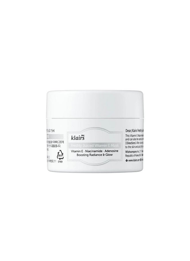 DearKlairs DearKlairs] Freshly Juiced Vitamin E Beauty Mask, 0.5 oz (15 ml), Moisturizer, Boost the Effect Vitamin C, Niacinamide, Adenosine, clear skin, antioxidant serum  - Image 1