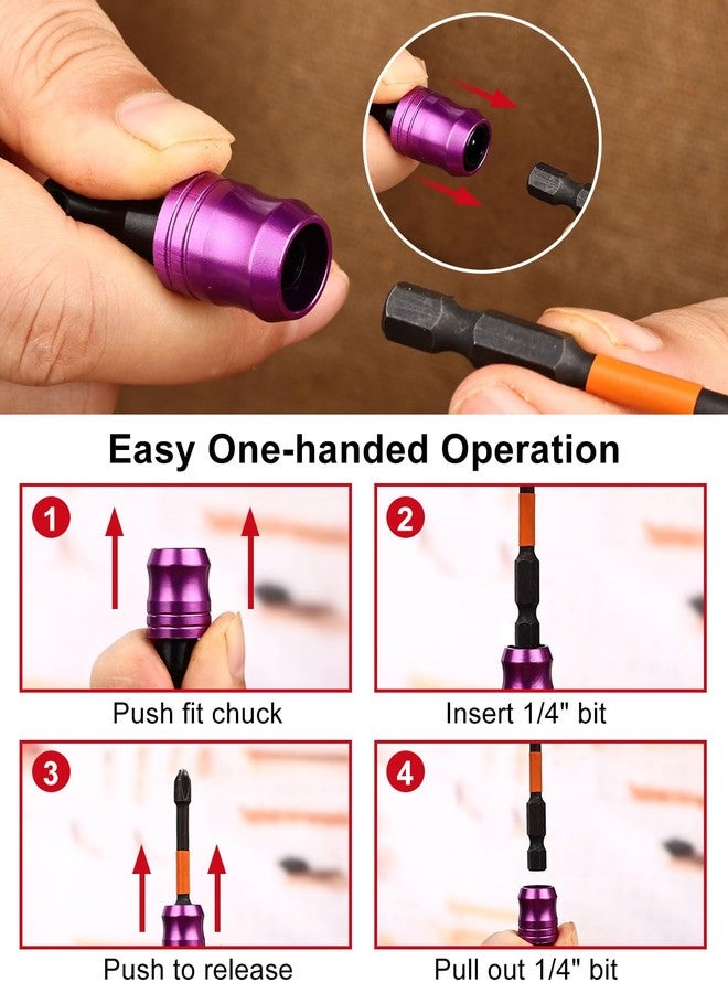 كاترك حامل بت كاترك 6 قطع مع مقبس حلقة تثبيت كهدية للرجال، حامل بت مفك براغي من سبائك الألومنيوم بقطر 1/4 بوصة، مفك براغي سريع الفك وسهل التغيير مع سلسلة مفاتيح (كلاسيكي) - Image 4