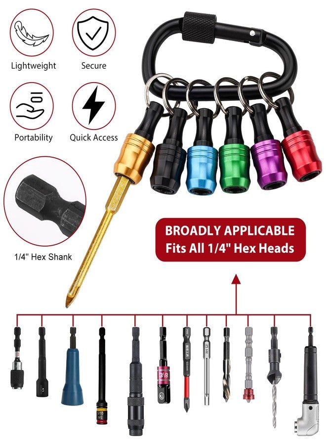 كاترك حامل بت كاترك 6 قطع مع مقبس حلقة تثبيت كهدية للرجال، حامل بت مفك براغي من سبائك الألومنيوم بقطر 1/4 بوصة، مفك براغي سريع الفك وسهل التغيير مع سلسلة مفاتيح (كلاسيكي) - Image 2