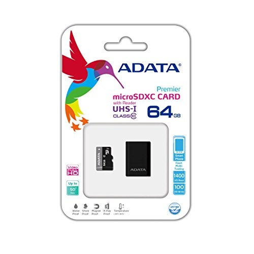 ADATA Premier 64GB microSDHC/SDXC UHS-I U1 Class 10 Memory Card with Adapter (AUSDX64GUICL10-RA1) - Image 2
